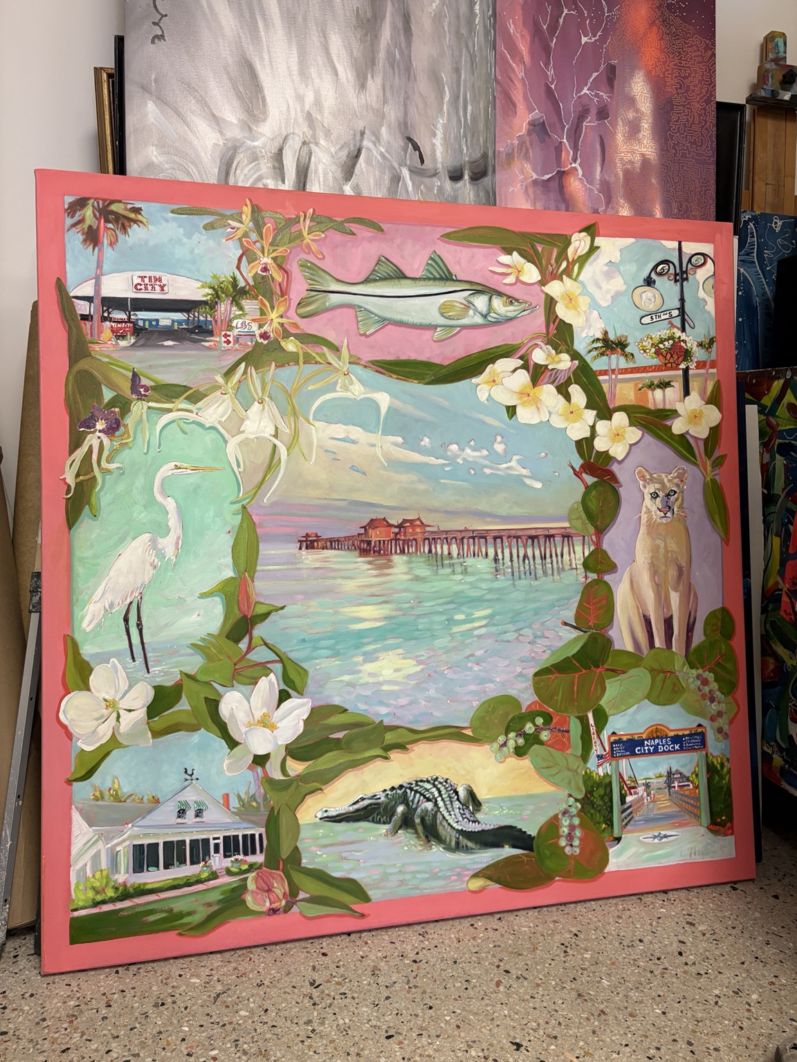 The finished Naples painting in Larissa Flynn’s studio