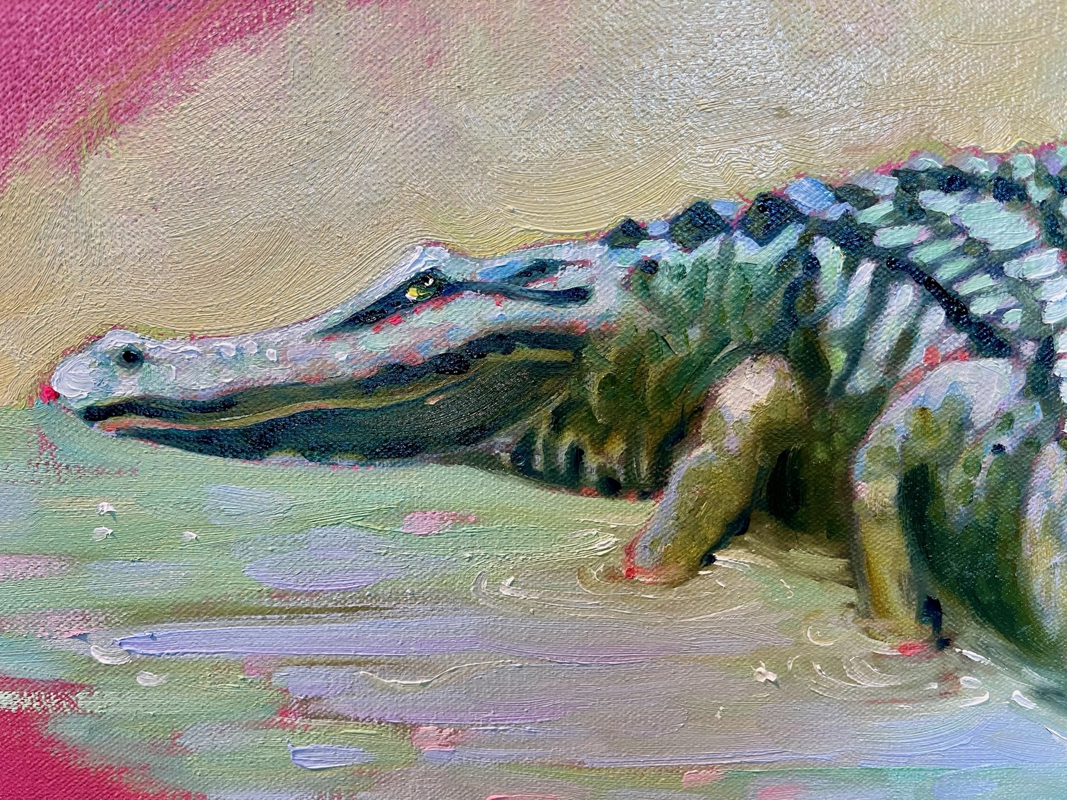 Painted alligator detail